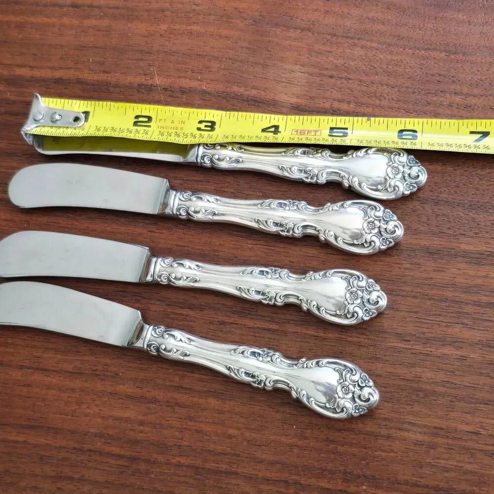 Gorham Melrose Sterling Silver Butter Spreader 4 Pcs Hollow Handle No Monogram